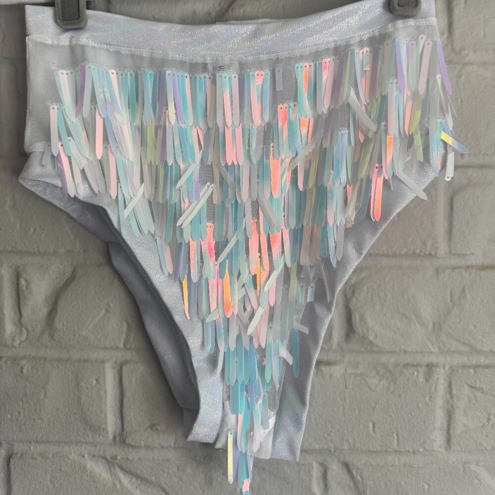 LOMA Iridescent Fringe High-Waisted Rave / Festival Bottoms - Size S
